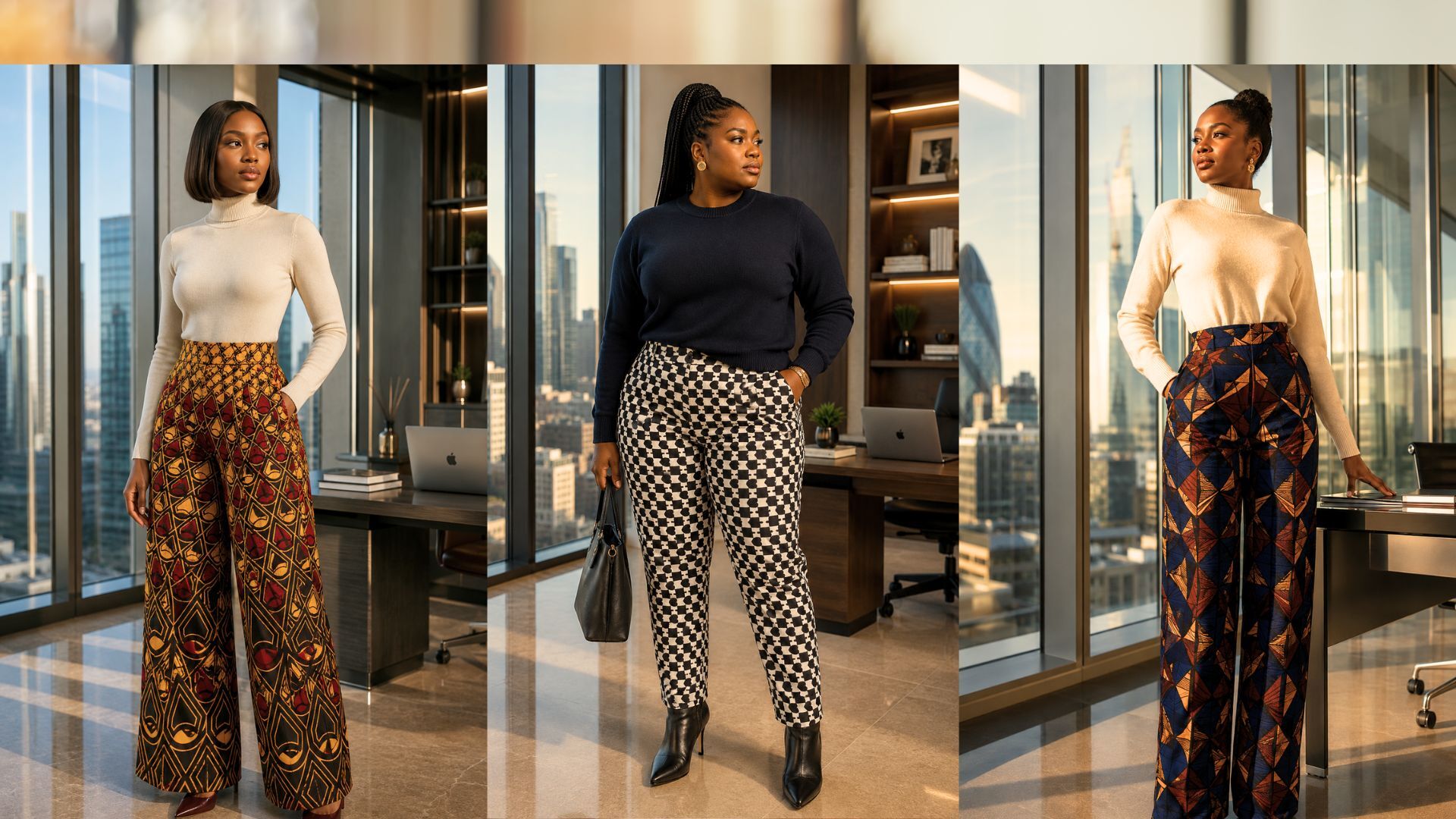 Ankara Trousers with Knitwear UK Office Styling Guide for Corporate African Print Pants